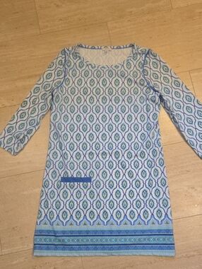 Cabana Life Blue/Multi-Color Design Print Shift/Tunic Dress